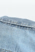Sky Blue Pocket Raw Hem Buttoned Denim Jacket